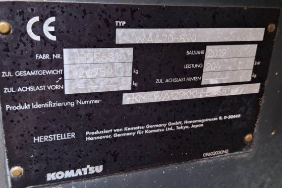 Komatsu WA470-8 Diesel, 4x4 Drive, Tamtron Weighting Syste 848 2019 2 Wheel Loaders image 6