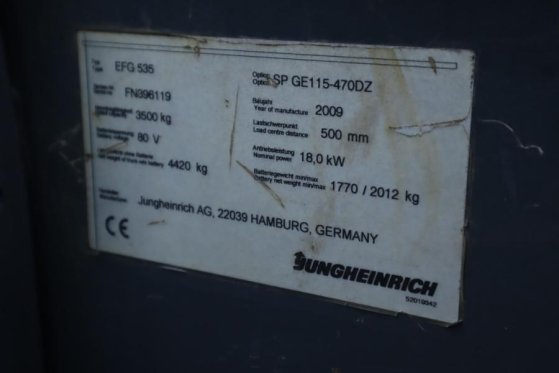 Jungheinrich EFG535 Electric, Lifting Height 4700mm, Freelift 1 EFG535 Electric, Lifting Height 4700mm, Freelift 1 2009 2 ...
