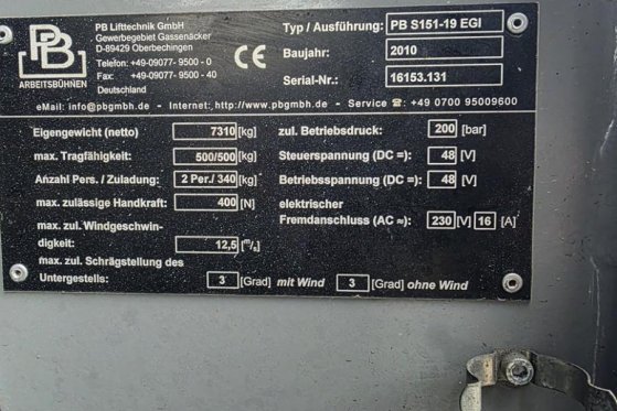 PB LIFT S151-19EGI Electric, 4x4 Drive, 15m Working H PB LIFT S151-19EGI Electric, 4x4 Drive, 15m Working H 2010 2 Scissor...