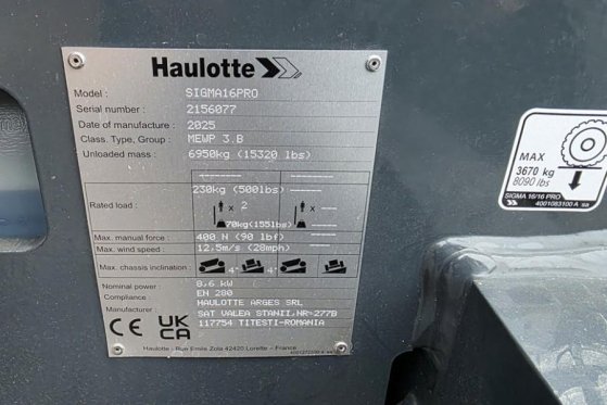 Haulotte SIGMA 16PRO NEW / UNUSED, Valid Inspection, *Guara Haulotte SIGMA 16PRO NEW / UNUSED, Valid Inspection, *Guara 20...