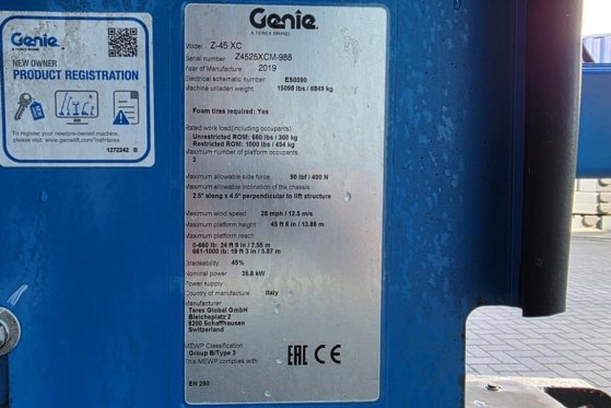 Genie Z45/25XC Guarantee! Diesel, 4x4 Drive, 16m Working Z45/25XC Guarantee! Diesel, 4x4 Drive, 16m Working 2019 2 image 6