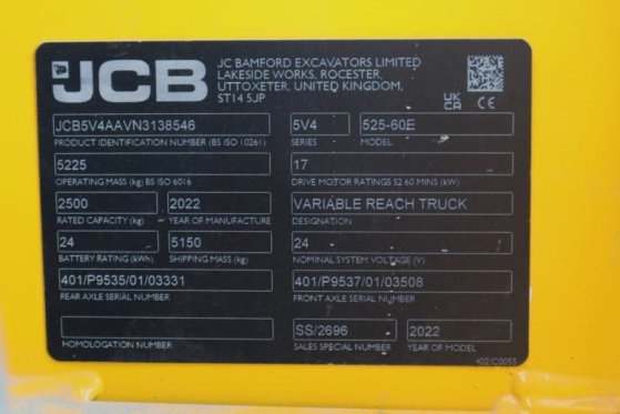 JCB 525-60E Guarantee! Fully Electric, 2500kg Capacity 525-60E Guarantee! Fully Electric, 2500kg Capacity 2022 2 image 21