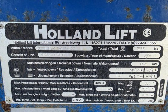 Holland Lift Combistar N-165EL12 Electric, 18.5m Working Height Holland lift Combistar N-165EL12 Electric, 18.5m Working H...