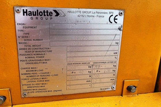 Haulotte STAR 10 Electric, 10m Working Height, 3m Reach, 20 Haulotte STAR 10 Electric, 10m Working Height, 3m Reach, 20 20...