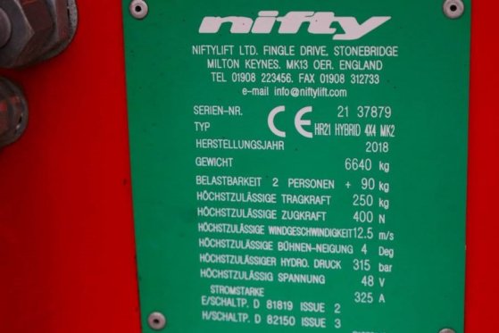 Niftylift HR21 HYBRIDE 4x4 Valid Inspection, Hybrid, 4x4 Dri Niftylift HR21 HYBRIDE 4x4 Valid Inspection, Hybrid, 4x4 Dri ...