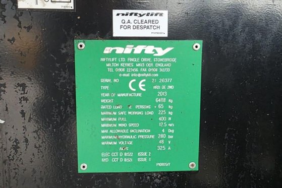 Niftylift HR21DE HYBRIDE Hybrid, 20.8m Working Height, 13m R Niftylift HR21DE HYBRIDE Hybrid, 20.8m Working Height, 13m R ...