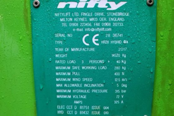 Niftylift HR28 Hybrid 4x4 As-Is, Hybrid, 4x4 Drive, 28m Work Niftylift HR28 Hybrid 4x4 As-Is, Hybrid, 4x4 Drive, 28m Work ...