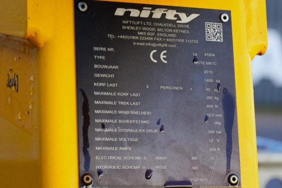 Niftylift 120TE Dutch registration, Electric, 12.2m Working Niftylift 120TE Dutch registration, Electric, 12.2m Working 20...