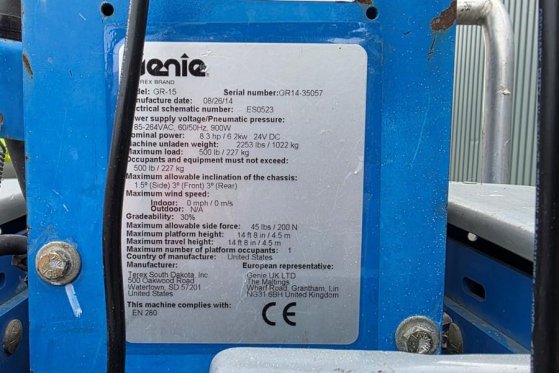 Genie GR15 Electric, Batteries 2024, 6.5m Working Height GR15 Electric, Batteries 2024, 6.5m Working Height 2014 2 image 6