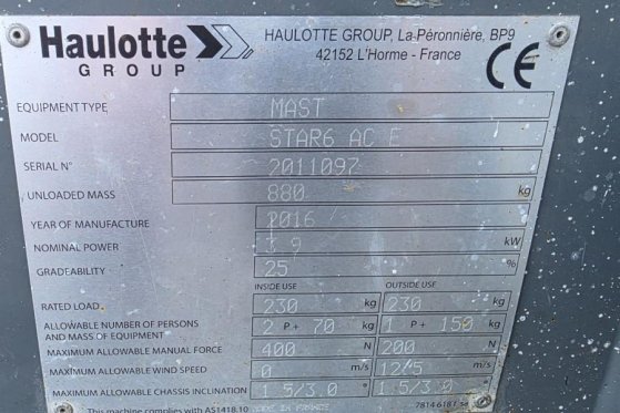 Haulotte Star 6 Electric, Non Marking Tyres, 5.8m Working H Haulotte Star 6 Electric, Non Marking Tyres, 5.8m Working H 20...