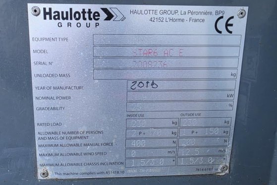 Haulotte Star 6 Electric, Non Marking Tyres, 5.8m Working H Haulotte Star 6 Electric, Non Marking Tyres, 5.8m Working H 20...