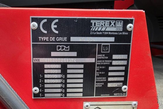 Terex AC35L Diesel, 4x4x4 Drive, 40t Capacity, 37.4m Mai AC35L Diesel, 4x4x4 Drive, 40t Capacity, 37.4m Mai 2007 2 Mobile ...