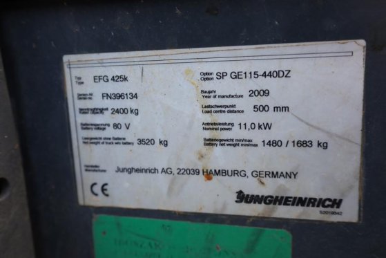 Jungheinrich EFG425K Electric, 2500kg Capacity, Lifting Height EFG425K Electric, 2500kg Capacity, Lifting Height 2009 2 Fo...