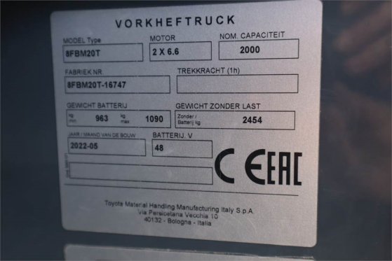 Toyota 8FBM20T Valid inspection, *Guarantee! Electric, 47 8FBM20T Valid inspection, *Guarantee! Electric, 47 2022 2 Forkli...