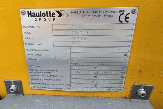 Haulotte STAR 10 Electric, 10m Working Height, 3m Reach, 20 Haulotte STAR 10 Electric, 10m Working Height, 3m Reach, 20 20...