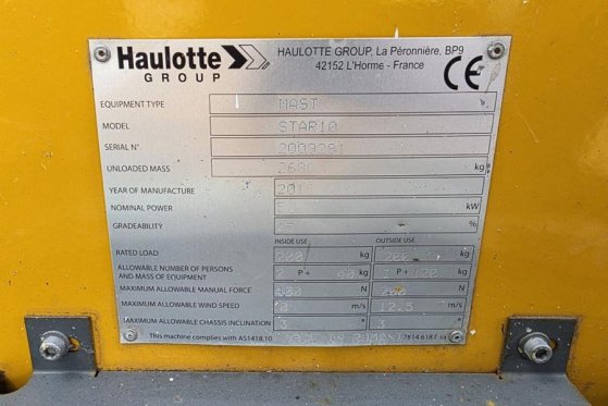 Haulotte STAR 10 Electric, 10m Working Height, 3m Reach, 20 Haulotte STAR 10 Electric, 10m Working Height, 3m Reach, 20 20...