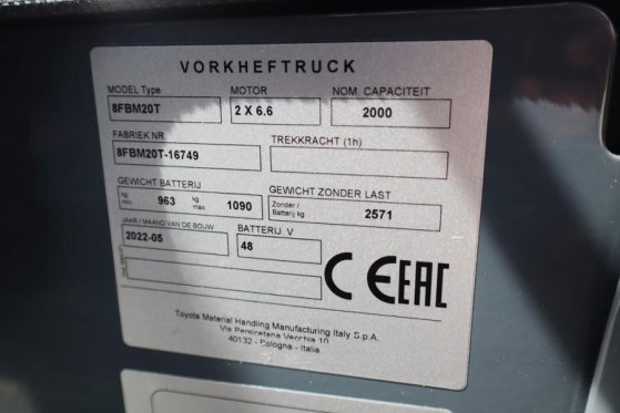 Toyota 8FBM20T Valid inspection, *Guarantee! Electric, 47 8FBM20T Valid inspection, *Guarantee! Electric, 47 2022 2 Forkli...
