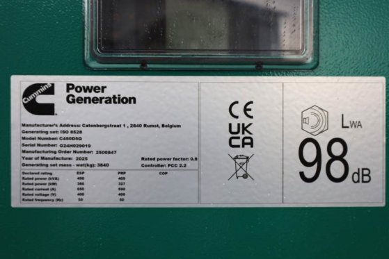 Cummins C450D5Q Declaration of Conformity, Diesel, 450kVA, C450D5Q Declaration of Conformity, Diesel, 450kVA, 2025 2 Gener...