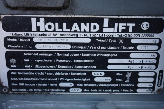 Holland Lift Ecostar HL-7810 Electric, 10m Working Height, 450k Holland lift Ecostar HL-7810 Electric, 10m Working Height,...