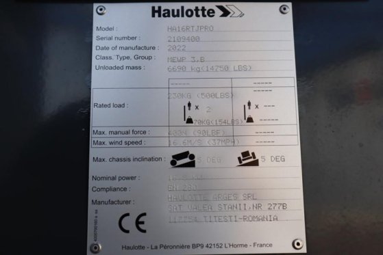 Haulotte HA16RTJ Pro Valid Inspection, *Guarantee! Diesel, Haulotte HA16RTJ Pro Valid Inspection, *Guarantee! Diesel, 2022...