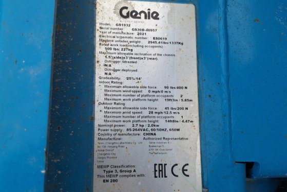 Genie GS1932 E-Drive Several In Stock, 8m Working Height 4842 2021 2 Scissor Lifts image 16