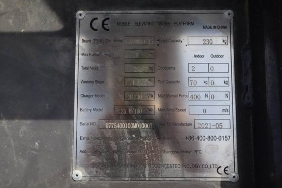 Zoomlion ZS0808DC Valid Iinspection, *Guarantee! 10m Workin Zoomlion ZS0808DC Valid Iinspection, *Guarantee! 10m Workin 20...