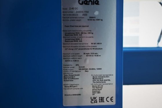 Genie Z45-DC Valid inspection, *Guarantee, Fully Electri Z45-DC Valid inspection, *Guarantee, Fully Electri 2023 2 image 21