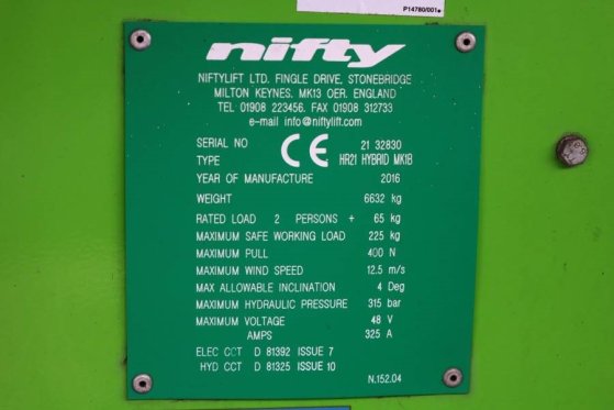 Niftylift HR21 HYBRID Hybrid, 4x4 Drive, 21m Working Height, Niftylift HR21 HYBRID Hybrid, 4x4 Drive, 21m Working Height, ...