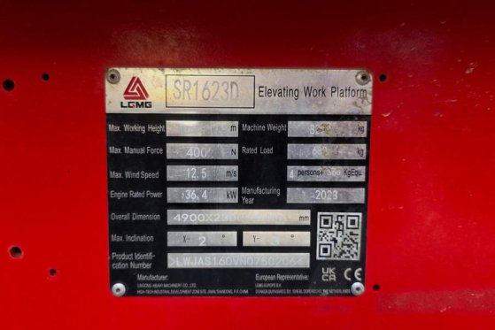 LGMG SR1623D Diesel 4x4 Drive, 18m Working Height, 680 LGMG SR1623D Diesel 4x4 Drive, 18m Working Height, 680 2023 2 Sciss...