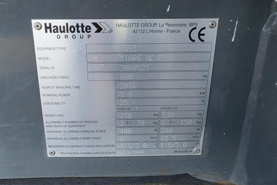 Haulotte Star 6 Electric, Non Marking Tyres, 5.8m Working H Haulotte Star 6 Electric, Non Marking Tyres, 5.8m Working H 20...