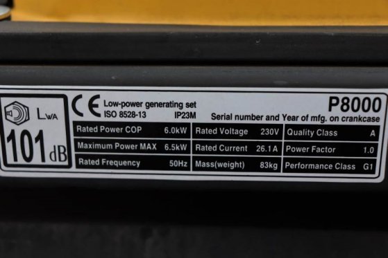 Atlas Copco P8000 Valid inspection, *Guarantee! Gasoline, 6.5 P8000 Valid inspection, *Guarantee! Gasoline, 6.5 2020 2 Gen...