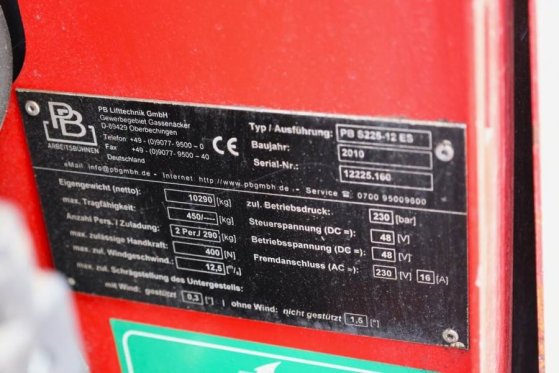 PB LIFT S225-12ES Electric, 22.5m Working Height, 450 PB LIFT S225-12ES Electric, 22.5m Working Height, 450 2010 2 Scissor...