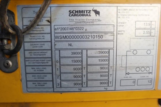 Schmitz Cargobull SCB3ST CoC Documents, Dutch Registration, 3-Axle, Schmitz Cargobull SCB3ST CoC Documents, Dutch Registra...