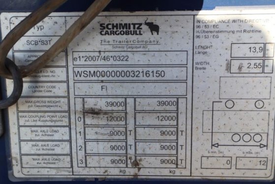 Schmitz Cargobull SCB3ST CoC Documents, Dutch Registration, 3-Axle M Schmitz Cargobull SCB3ST CoC Documents, Dutch Registr...
