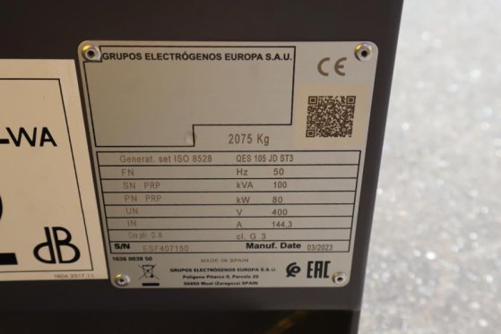 Atlas Copco QES 105 JD ST3 Valid inspection, Diesel, 105 kVA QES 105 JD ST3 Valid inspection, Diesel, 105 kVA 2023 2 Gener...