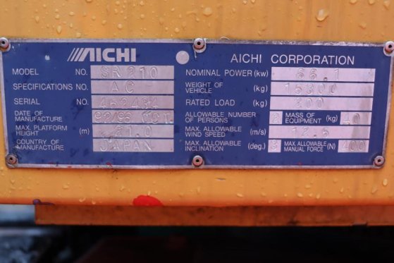 Aichi SR210 As-Is, Non-working, Diesel, Tracked, 23m Wor Aichi SR210 As-Is, Non-working, Diesel, Tracked, 23m Wor 1996 2 i...