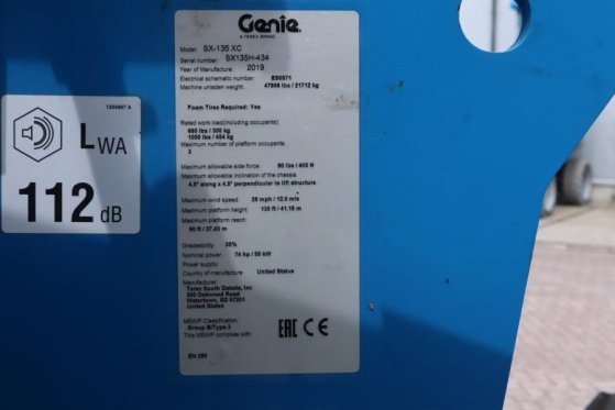 Genie SX135XC Diesel, 43m Working Height, 27.5m Reach, B SX135XC Diesel, 43m Working Height, 27.5m Reach, B 2019 2 image 6