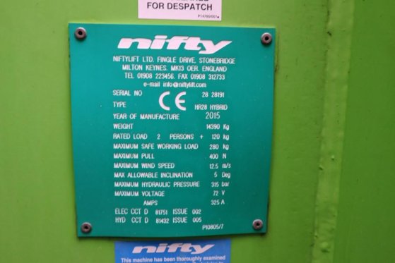 Niftylift HR28 HYBRIDE Hybrid, 4x4 Drive, 28m Working Height Niftylift HR28 HYBRIDE Hybrid, 4x4 Drive, 28m Working Height ...