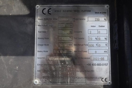 Zoomlion ZS0808DC Valid Iinspection, *Guarantee! 10m Workin Zoomlion ZS0808DC Valid Iinspection, *Guarantee! 10m Workin 20...