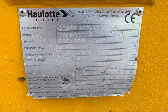 Haulotte Compact 8 As-Is, Electric, 8m Working Height, 350k Haulotte Compact 8 As-Is, Electric, 8m Working Height, 350k 20...