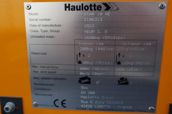 Haulotte Star 10AC Valid Inspection, *Guarantee! Electric, Haulotte Star 10AC Valid Inspection, *Guarantee! Electric, 2022...