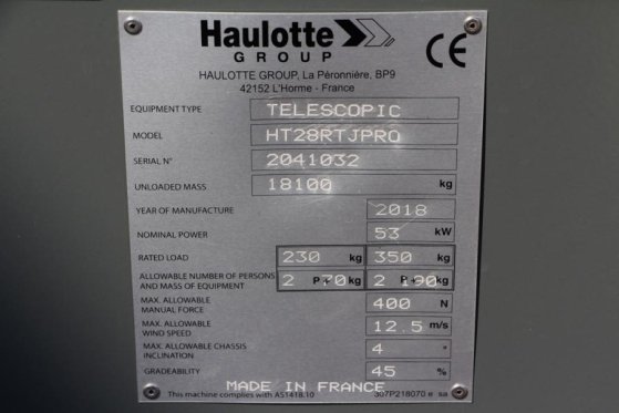 Haulotte HT28RTJ Pro Diesel, 4x4 Drive, 27.9 m Working Heig Haulotte HT28RTJ Pro Diesel, 4x4 Drive, 27.9 m Working Heig 20...