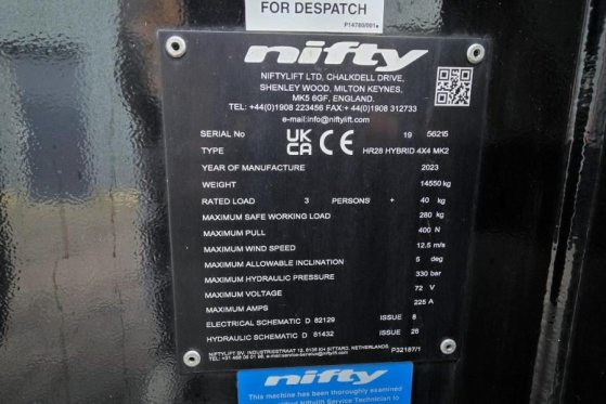 Niftylift HR28 HYBRID 4x4 MK2 Hybrid, 4x4 Drive, 28m Working Niftylift HR28 HYBRID 4x4 MK2 Hybrid, 4x4 Drive, 28m Working ...