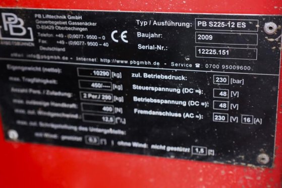PB Lifttechnik S225-12ES Electric, 22.5m Working Height, 450kg Ca PB Lifttechnik S225-12ES Electric, 22.5m Working Height,...