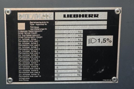 Liebherr MK88-4.1 Dutch vehicle registration, Valid inspect MK88-4.1 Dutch vehicle registration, Valid inspect 2020 2 Towe...