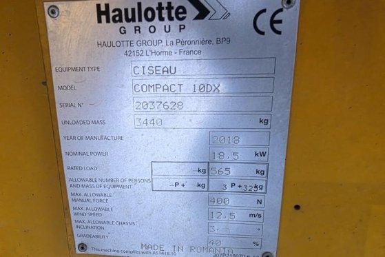 Haulotte COMPACT 10DX Diesel, 4x4 Drive, 10.2m Working Heig Haulotte COMPACT 10DX Diesel, 4x4 Drive, 10.2m Working Heig 20...