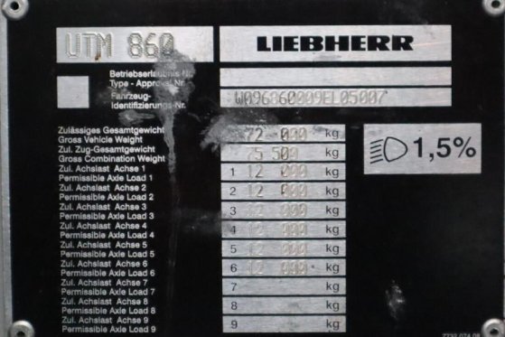 Liebherr LTM1150-6.1 Dutch Vehicle Registration, Valid Para 683 2009 2 Mobile Cranes image 6