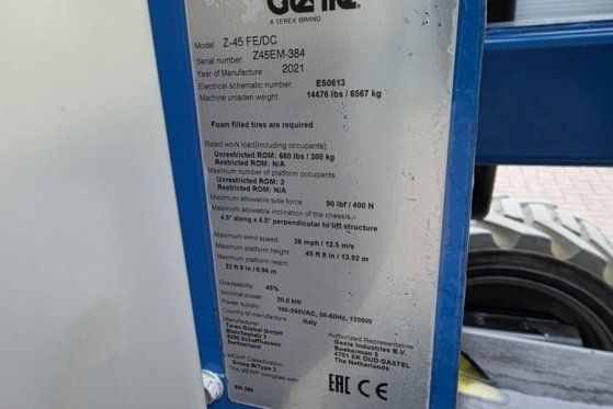 Genie Z-45 FE/DC Valid inspection, Hybrid, Rough Terrain Z-45 FE/DC Valid inspection, Hybrid, Rough Terrain 2021 2 image 6