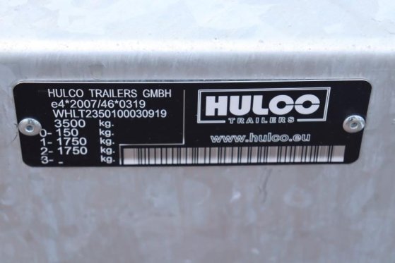 Hulco Terrax-2 3500kg 2 Axel Trailer, 2.770 kg Capacity, Hulco Terrax-2 3500kg 2 Axel Trailer, 2.770 kg Capacity, 2021 2 i...