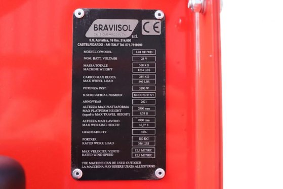 Bravi LUI HD WD Leonardo New, Electric, 4.90m Working He Bravi LUI HD WD Leonardo New, Electric, 4.90m Working He 2021 2 i...